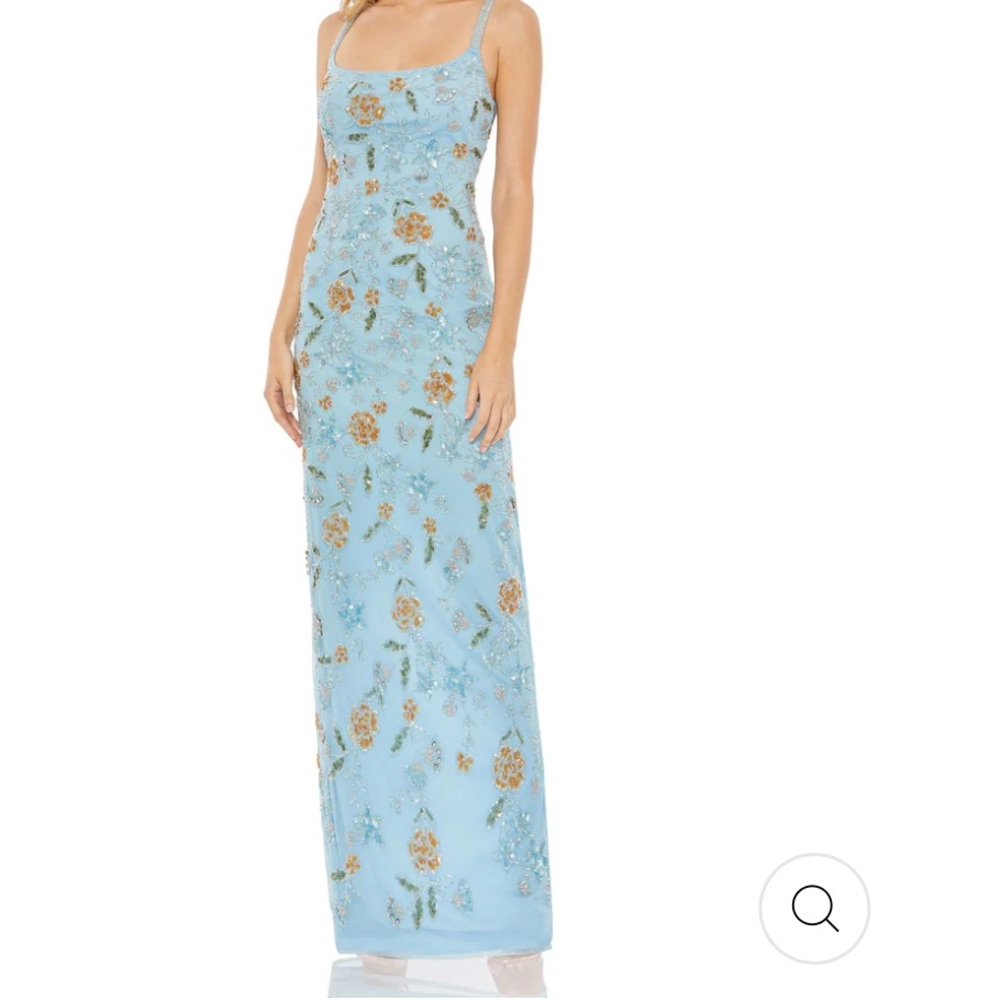 New Mac Duggal HAND BEADED FLORAL GOWN WITH BEADED SPAGHETTI STRAPS 10808